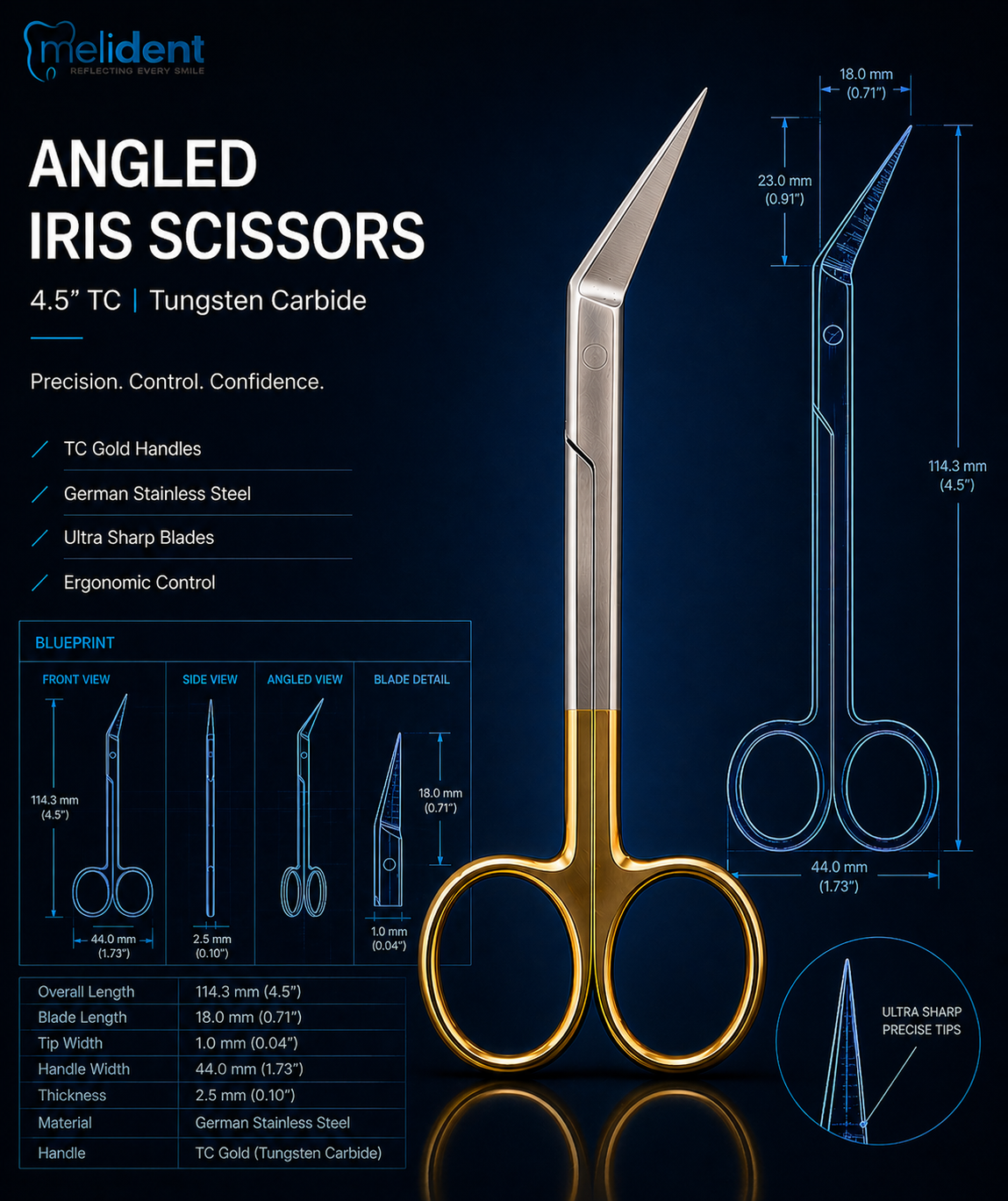 Angled Iris Scissors 4.5” TC